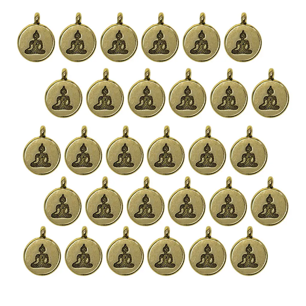 

30Pcs/Lot Golden Yoga Buddha Charms Pendant Craft Supplies Findings for Necklace