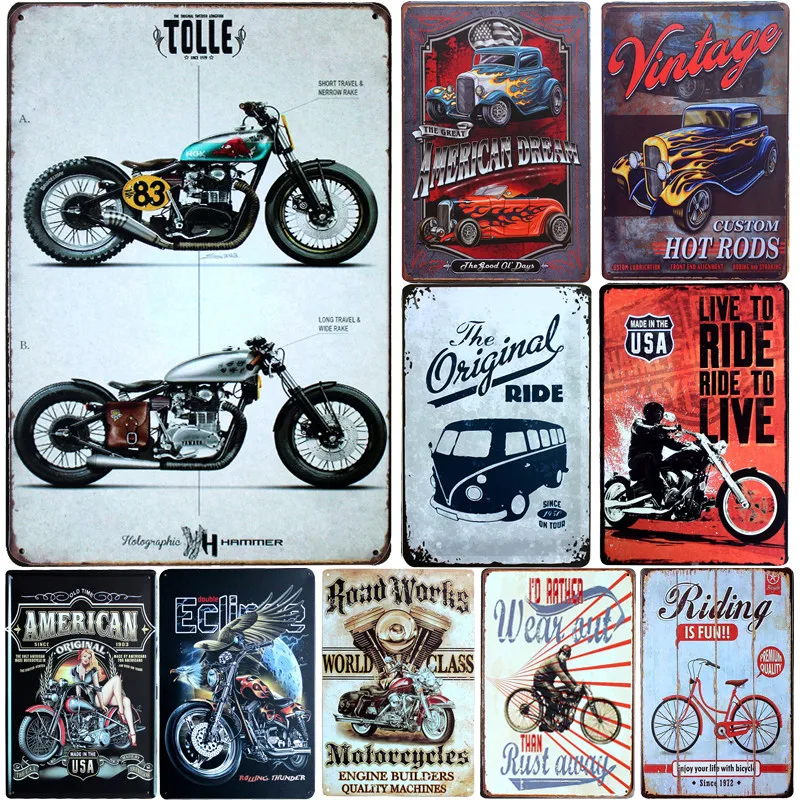 

License Plate Vintage Motorcycles Metal Signs Home Decor Vintage Tin Signs Pub Vintage Decorative Plates Metal Wall Art Hot