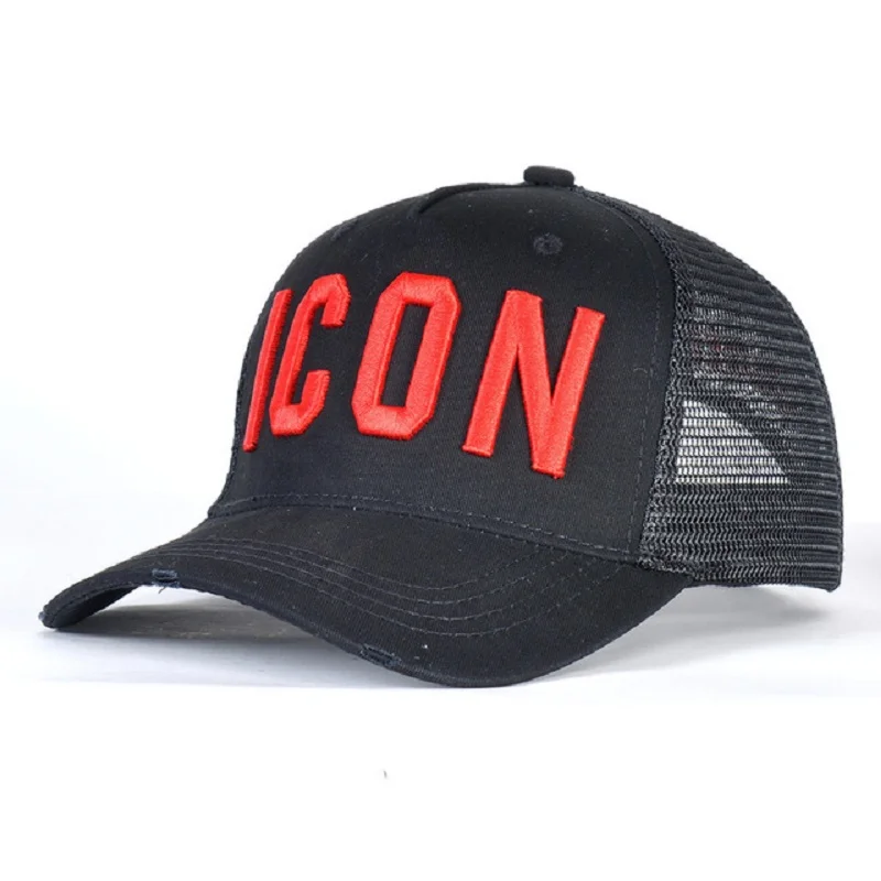 

2021 ICON Unisex hat letter black cap cotton baseball cap hip-hop fit hat men women wear multicolor embroidery summer mesh cap