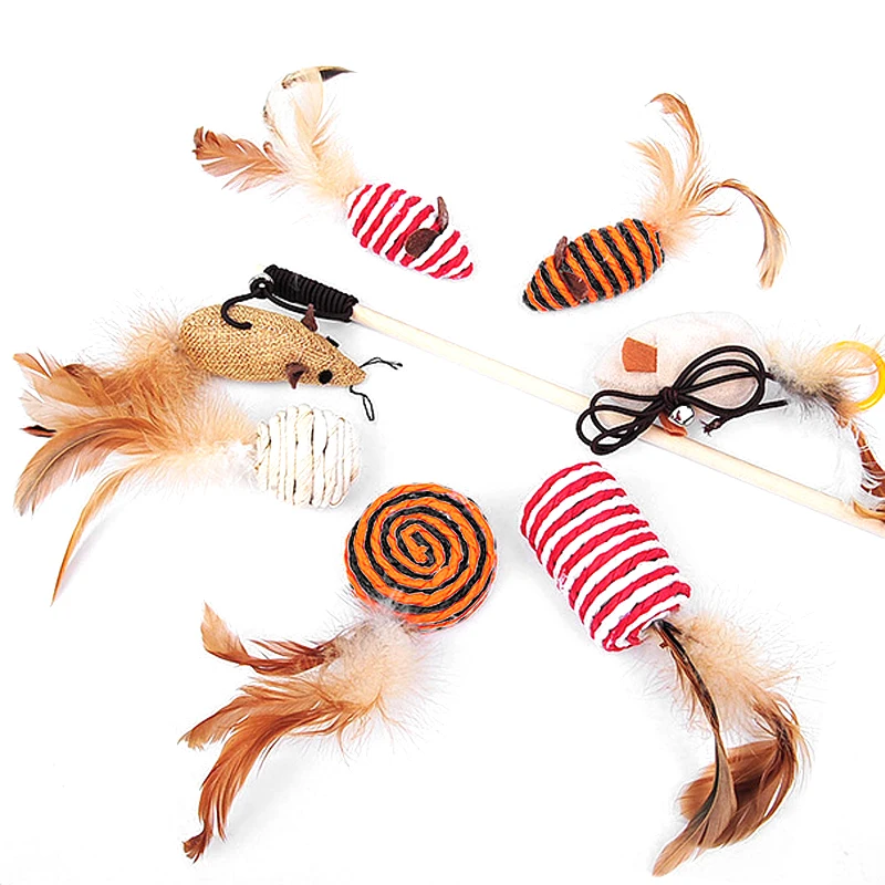 Набор игрушек для кошек из 7 предметов забавная кошачья мышь меч кот Любовная