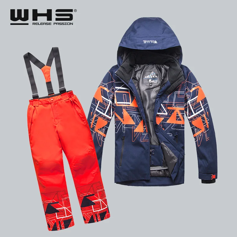 WHS НОВЫЕ Мальчики лыжный костюм ребенок снег куртка и брюки водонепроницаемый