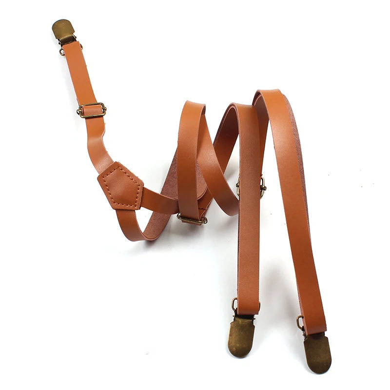 Подтяжки мужские кофейные ширина 1 3 см зажима и регулируемые пряжки подтяжки