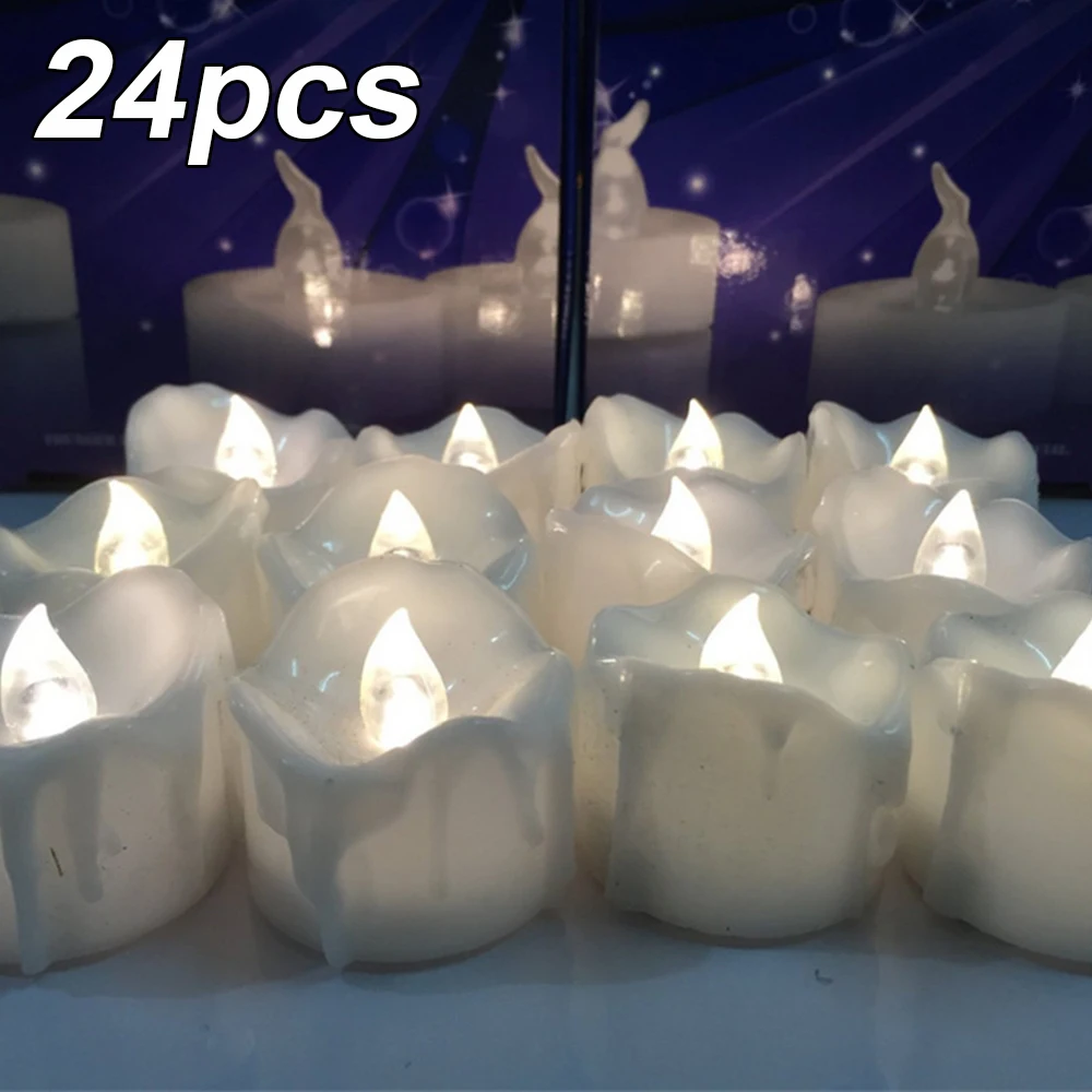 24 шт Электрические Пластиковые свечи для рождества Хэллоуина свадебного