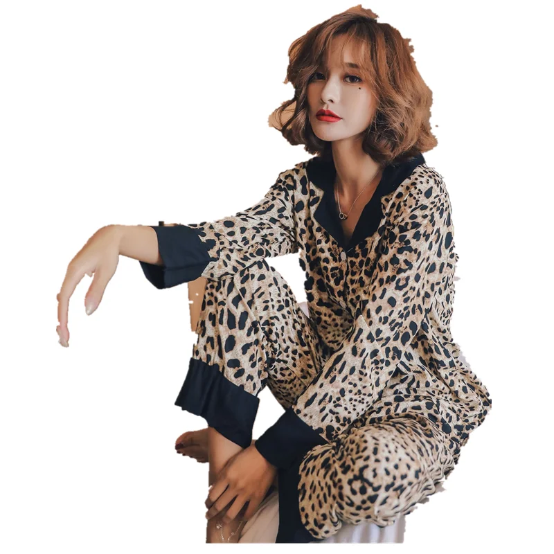 2020 осенний пижамный комплект леопардовой раскраски из меха пони ночная одежда