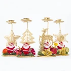 Санта-Клаус, снежинка, звезда, телефон, железная свеча, украшение, подарок, Настольный подсвечник для рождества, украшение для стола, золото
