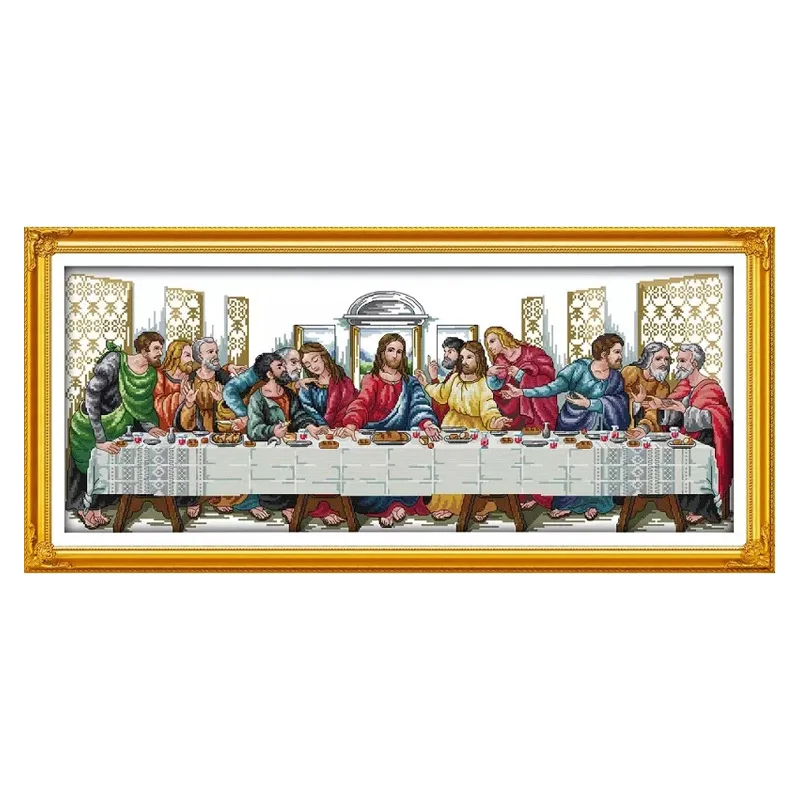 

The Last Supper 3 Patterns Cross Stitch Kits Printed Fabric Embroidery Set 11CT 14CT DIY Handmade Christmas Decorations For Home