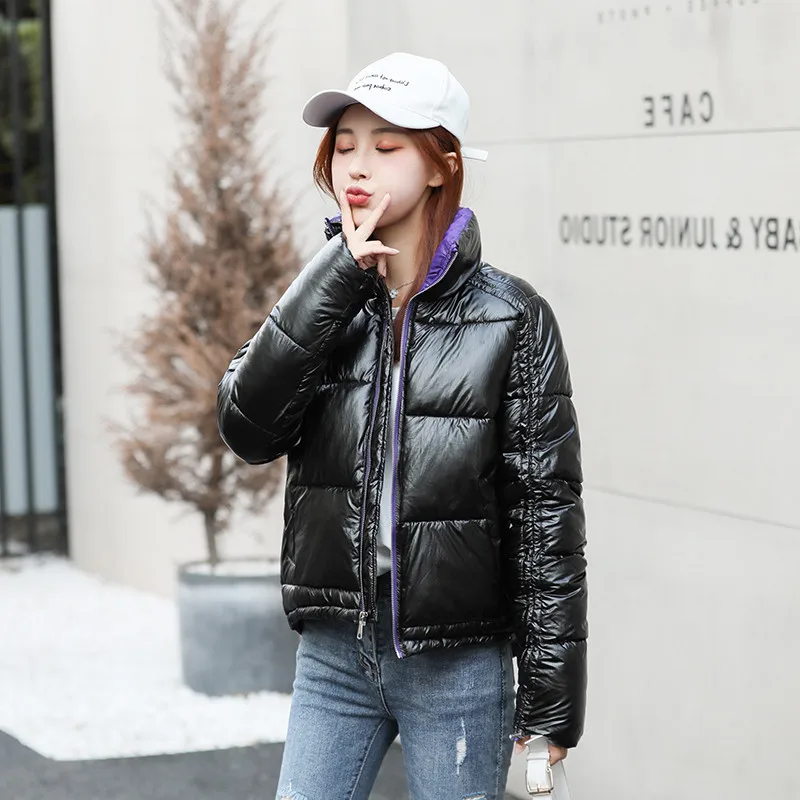 Полосатые женские короткие пальто и куртки повседневная теплая Модная зимняя