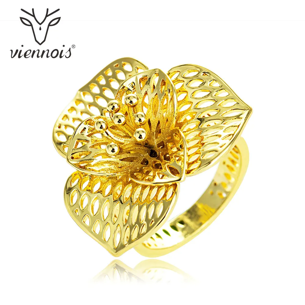 Женские кольца с цветком Венский Дубай позолоченные полым для коктейвечерние