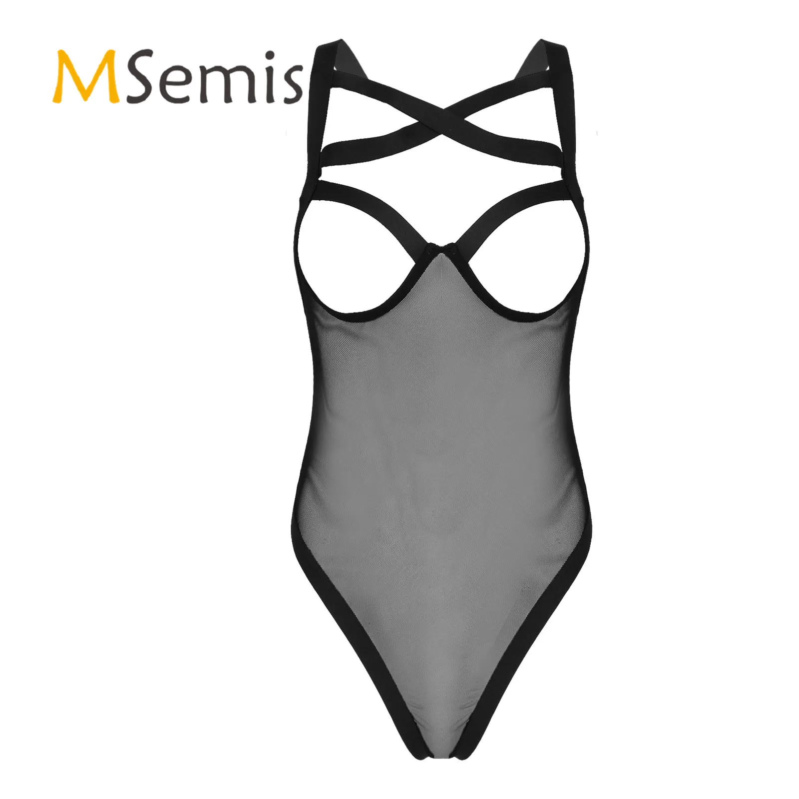 

Женское нижнее белье, боди с открытой чашкой, прозрачное Сетчатое боди с перекрестными лямками, прозрачное трико, нижнее белье, ночное белье