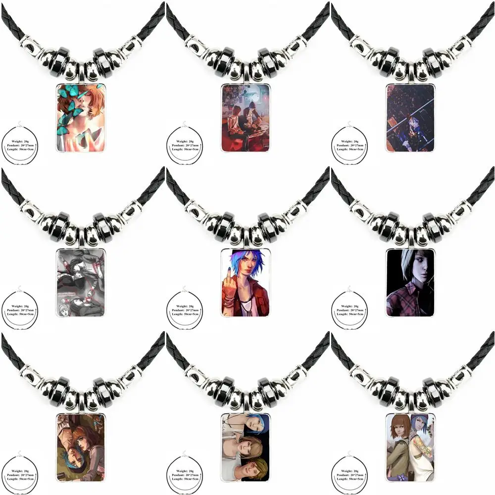 Женское черное кожаное ожерелье с подвеской из бисера эффектное ручной работы