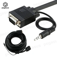 1 meter dual svga vga 15 pin male to dc 23 5mm stereo male audio cable for pc tv