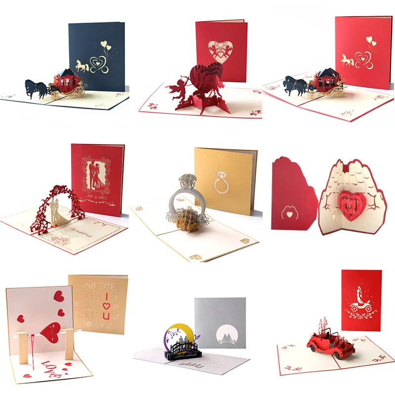 

Wedding Invitations 3D Cards Laser Cut Marriage Greeting Card Pop up Birthday Christmas Gift Card Thank You With Envelopes