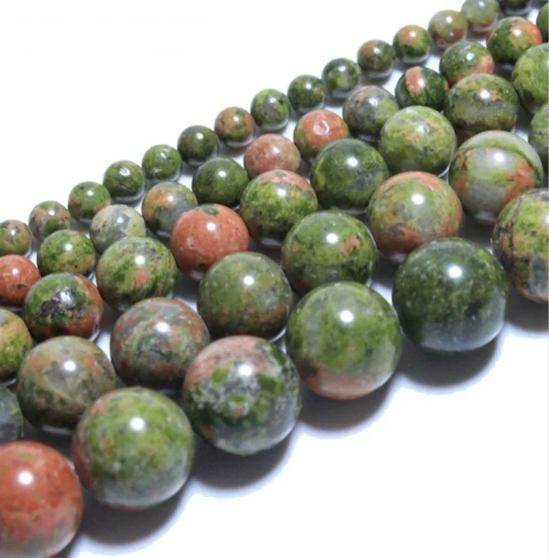 

Natural Unakite Beads Round Loose Stone DIY Bracelet Necklace Jewelry Making