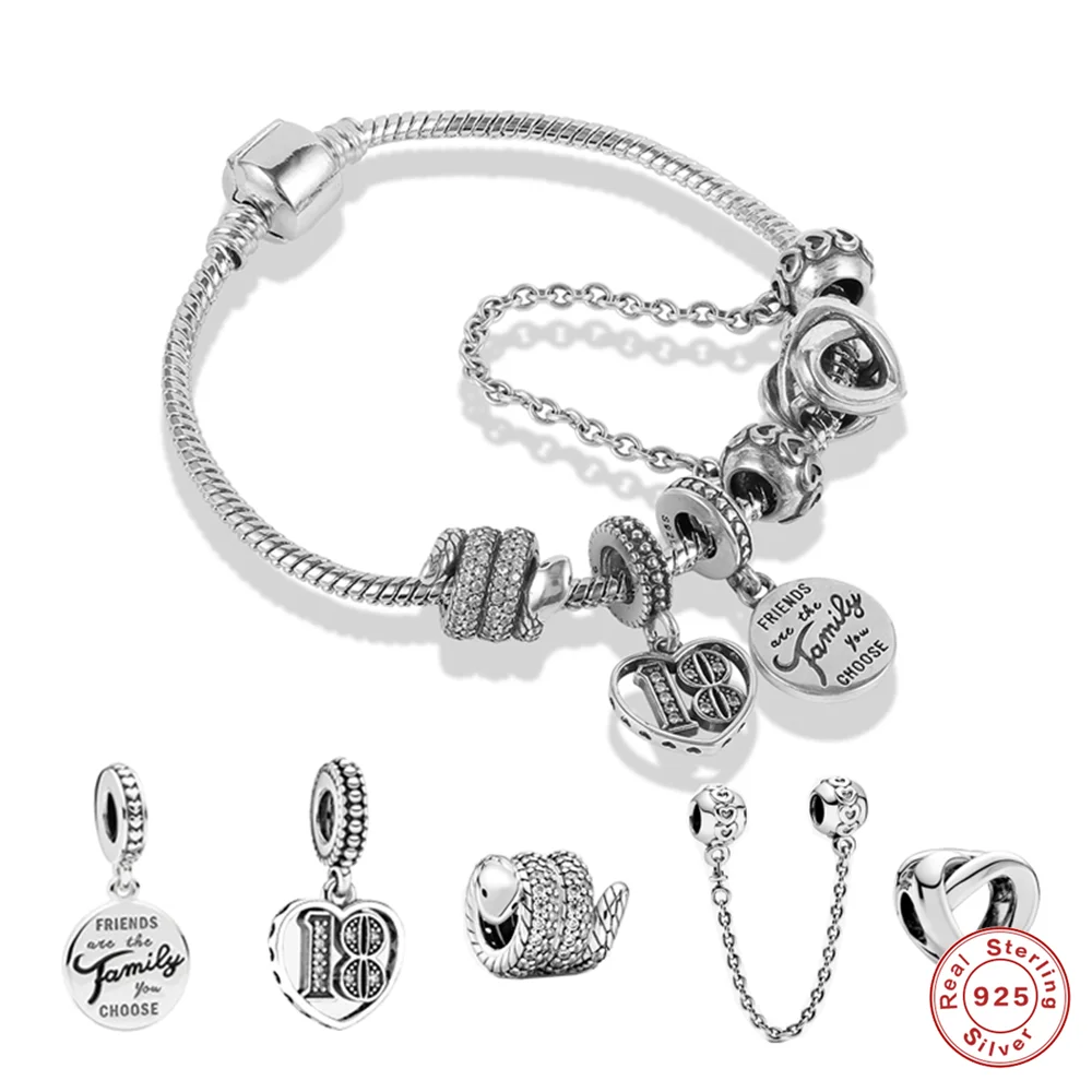

KOJ Number 18 Love Classic Beads 925 Sterling Silver Charms Fit Original Pandora Braclets Jewerly For Couples Anniversary Gift