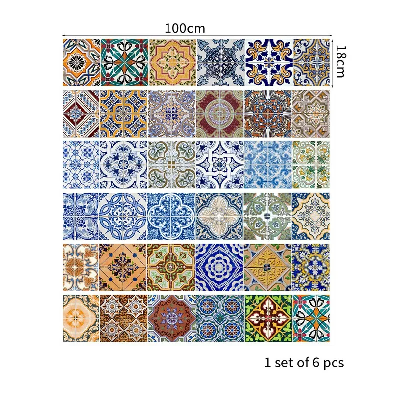 

6Pcs Vintage Spanish Tiles Home Decor Stairs Stickers, Decals, DIY Art, Home