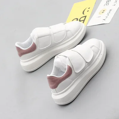 white-pink Новая обувь в Корейском стиле; женская обувь на плоской платформе; дышащие белые туфли для студентов; zapatos de mujer; эспадрильи; женская обувь; N-141 - Цвет: white-pink