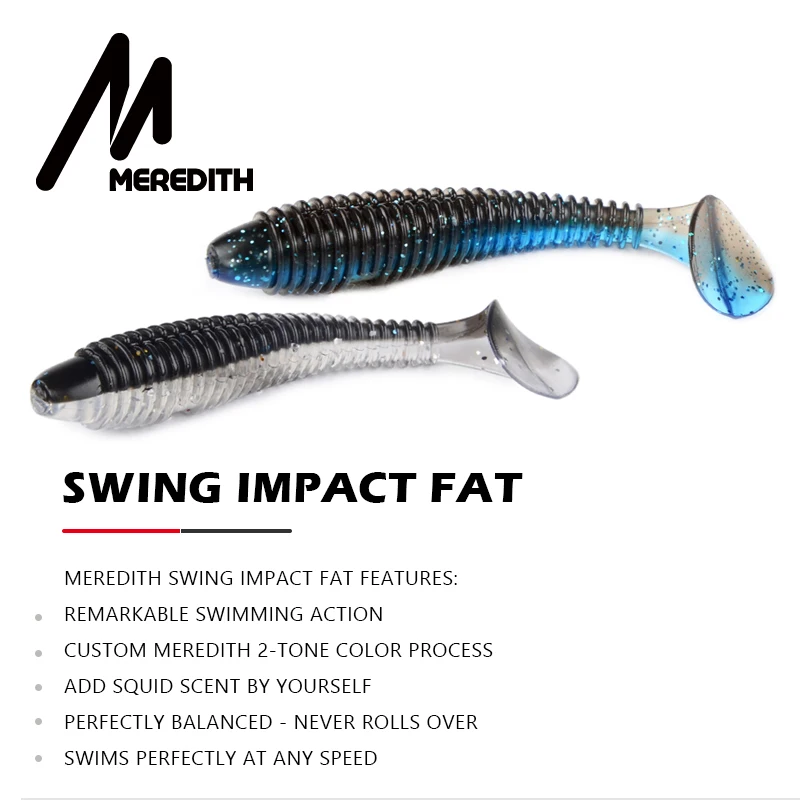 Рыболовные приманки MEREDITH, FAT Swing Impact Swimbait 85 мм/5,5 г, 10 шт./лот, мягкие приманки, мягкие приманки для рыбалки, приманки для окуня