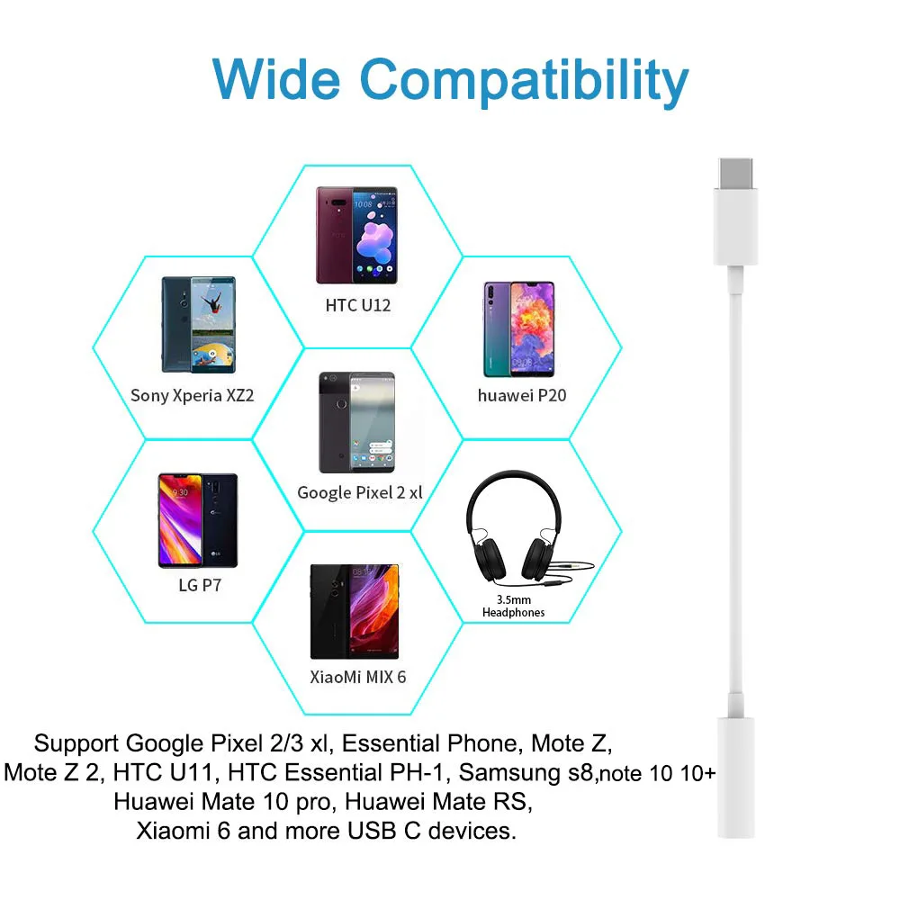 USB C к 3 5 мм Aux стерео разъем для наушников адаптер цифровой аудио 24 бит HD Тип кабель