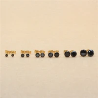 316 stainless steel earrings with aaa round black zircon earring plating no fade allergy free quality jewelry