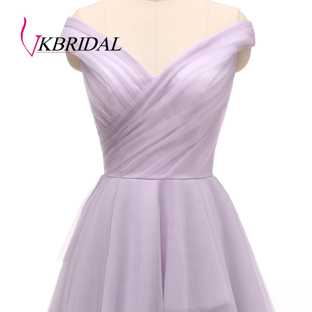 Длинное вечернее платье VKbridal серое/фиолетовое с открытыми плечами 2019 | Свадьбы и