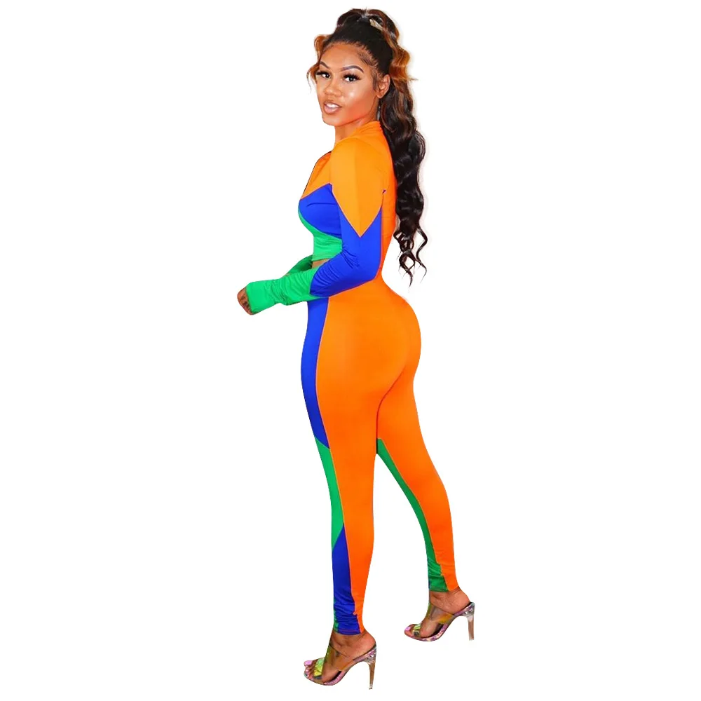 

2021 Spring New Zipper Printing Stitching Printing Sports and Leisure Two-piece Suit Casual Suit Wholesale Women