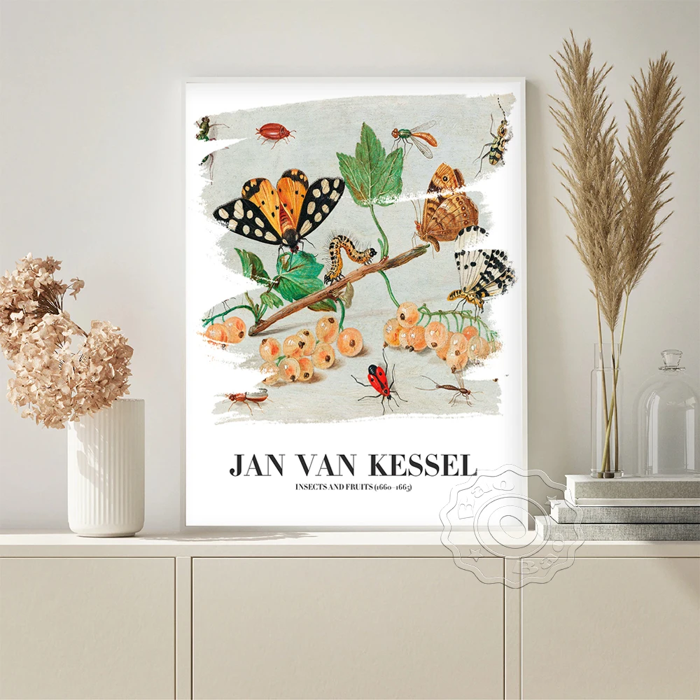 

Jan Van Kessel Exhibition Museum Vintage Art Prints Poster Insect And Fruit Retro Canvas Painting Wall Picture Home Decor Gift