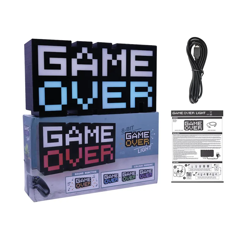 

GAME OVER Sign Voice Control Game Icon Light Acrylic Atmosphere Neon Bar Lamp Club KTV Decorative Ornament