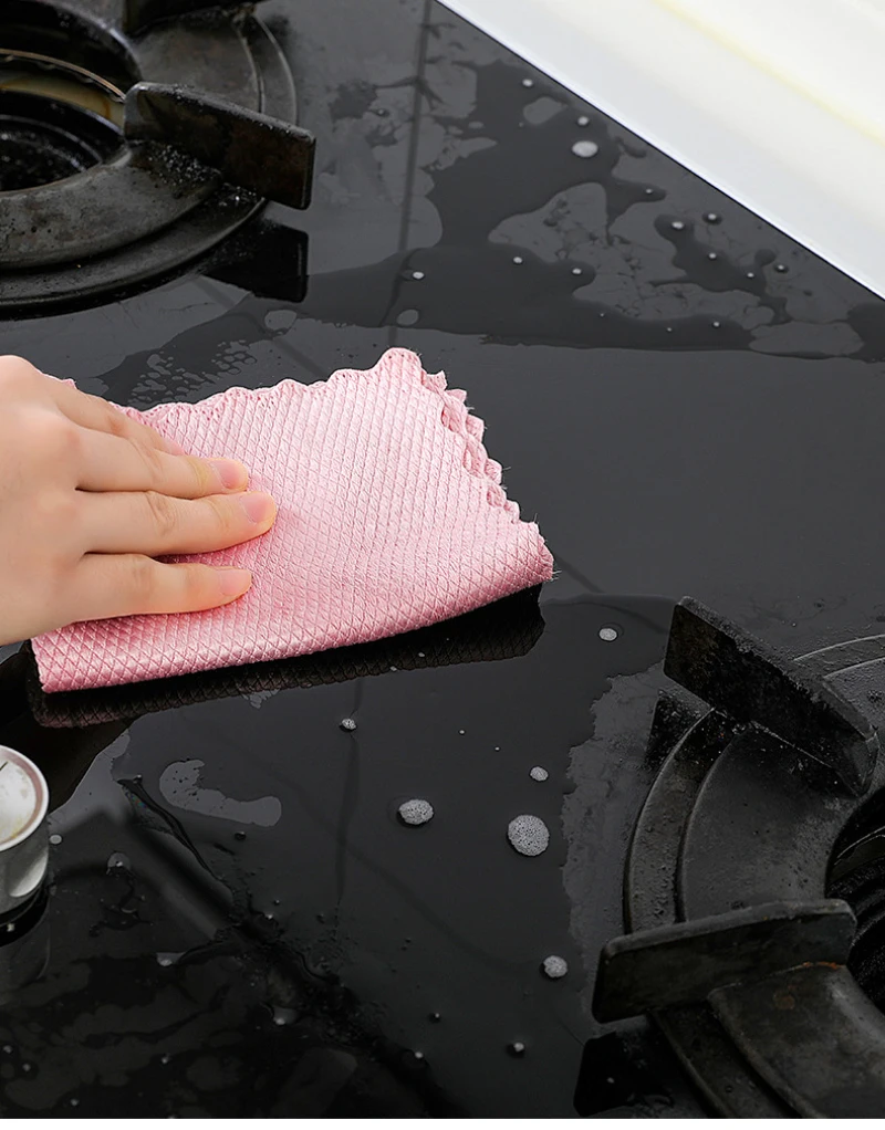 

5Pcs Kitchen Cleaning Cloth Fish Scale Wipe Multi Functional For Window Cleaner No Traces Super Absorbent Soft Super Anti-Grease
