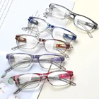 Henotin Модные женские очки для чтения с пружинной петлей с принтом диоптрий + 1,0 + 2,0 + 3,0 + 4,0 + 5,0