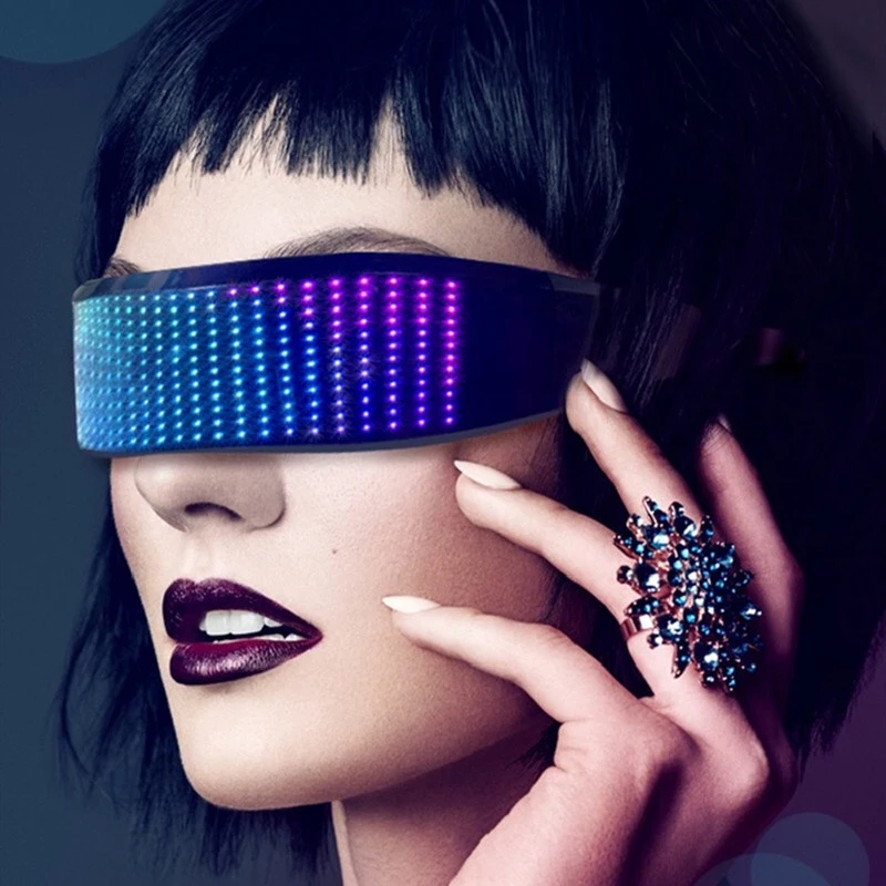 저렴한 APP 제어 Shinning 안경 밝은 빛 프로그래밍 가능한 블루투스 LED 파티 안경 성능 소품 할로윈 장식