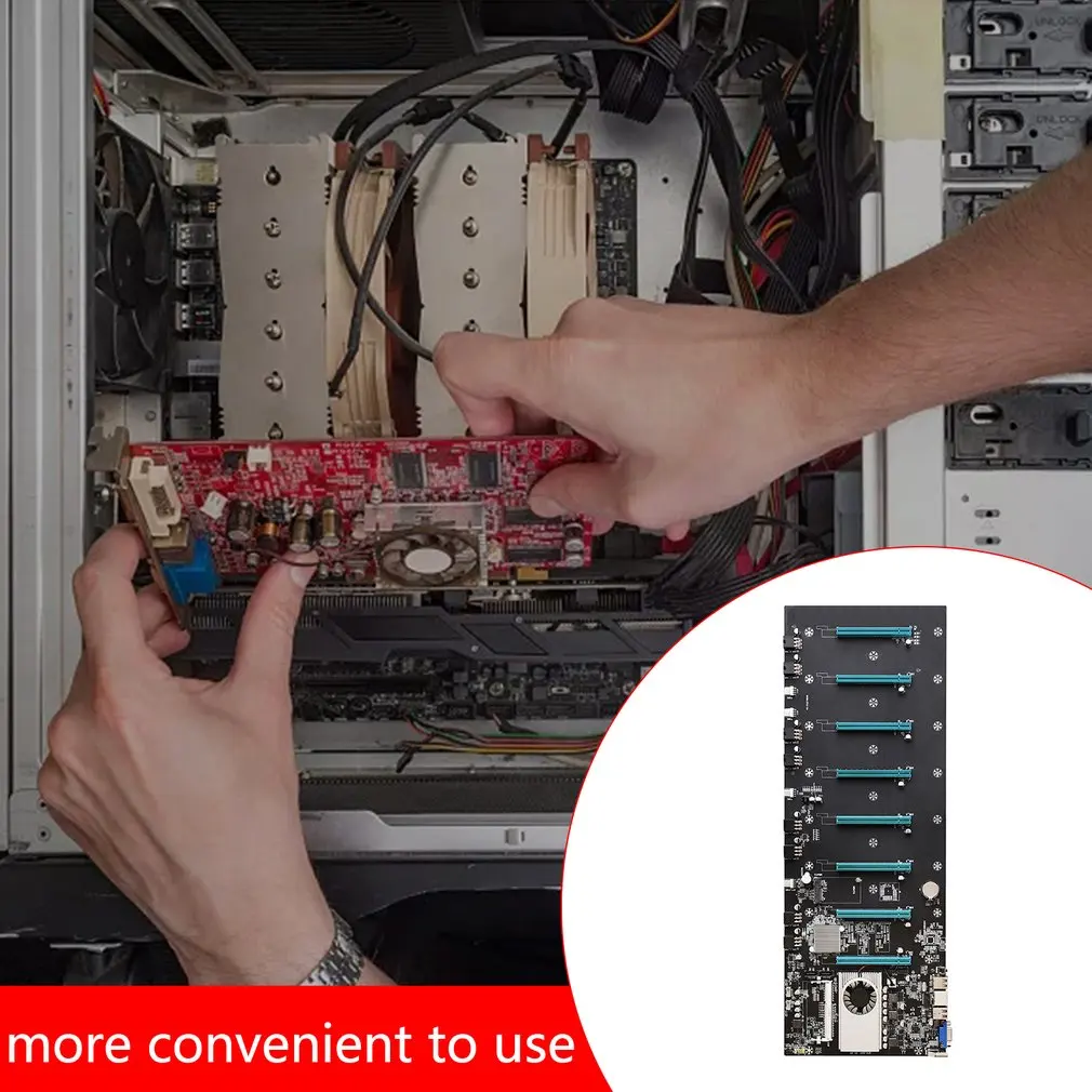 

BTC-S37 Miner Motherboard CPU 4 USB 8 Video Card Slot DDR3 Memory Integrated HDMI-compatible VGA Interface Low Power Consumption
