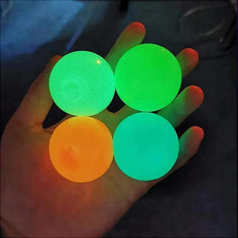 

4pcs Luminous Wall Ball Decompression Squeeze Sticky Balls 4 Color Antistress Fidget Stress Reliver Toys For Children Adult Gift