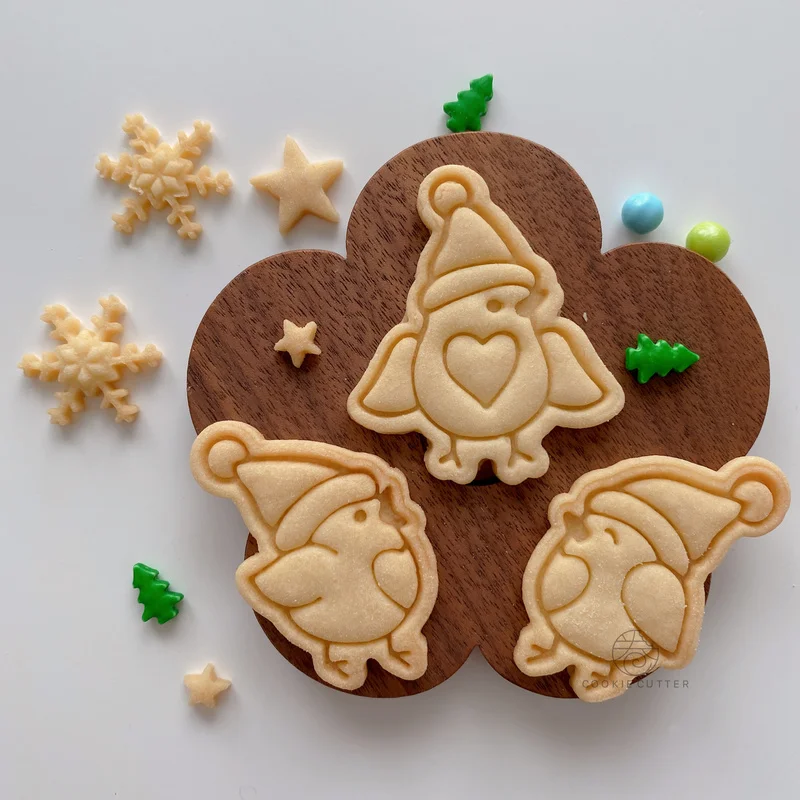 クリスマスの鳥の形をしたミニケーキエンボス加工,クッキーとケーキの形をしたパン屋,装飾ツール,3個