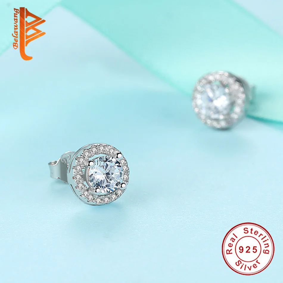 Женские овальные серьги-гвоздики BELAWANG из 100% стерлингового серебра 925 пробы