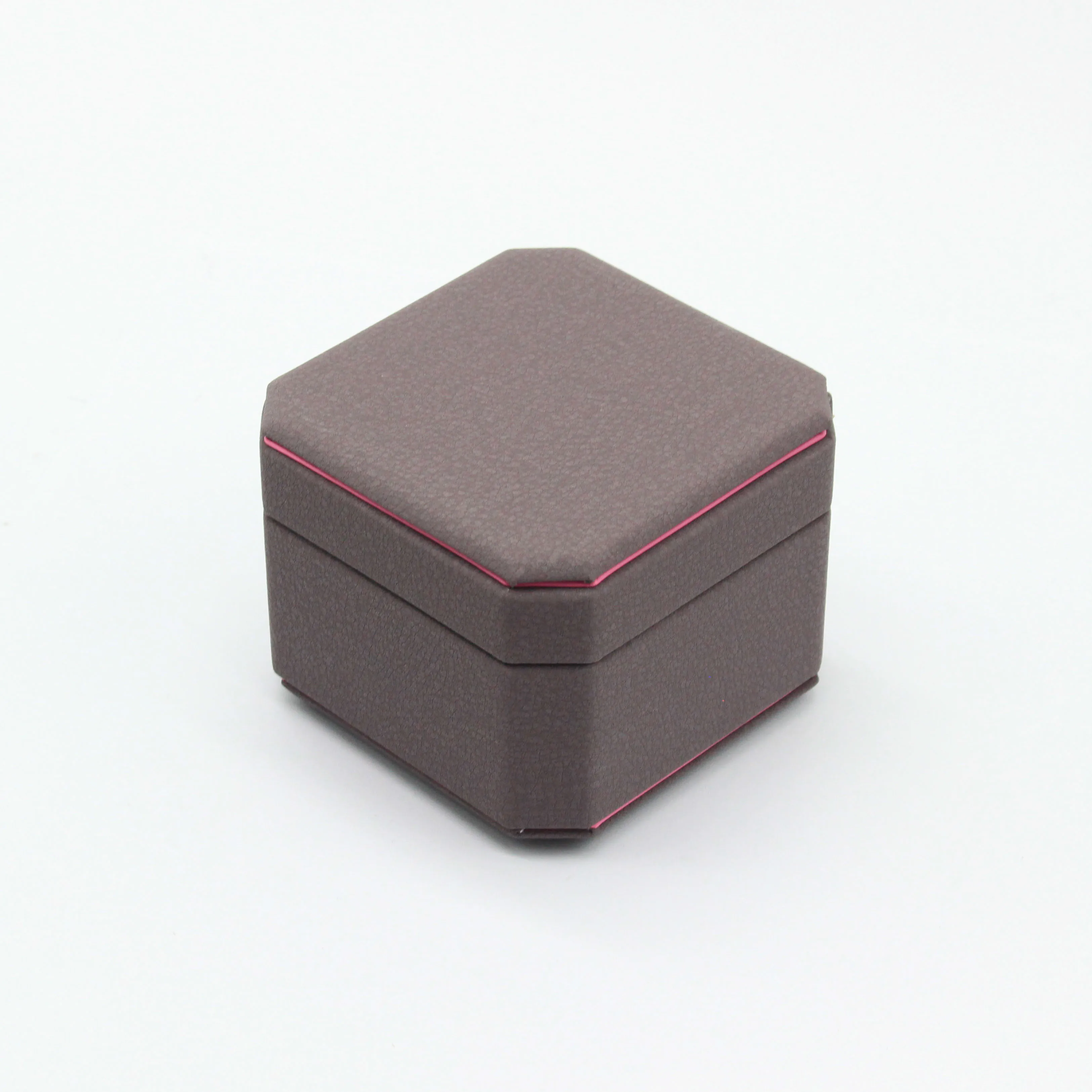 

Ring box faux leather Velvet gray purple red Gift storage box High quality octagonal Jewelry Display box