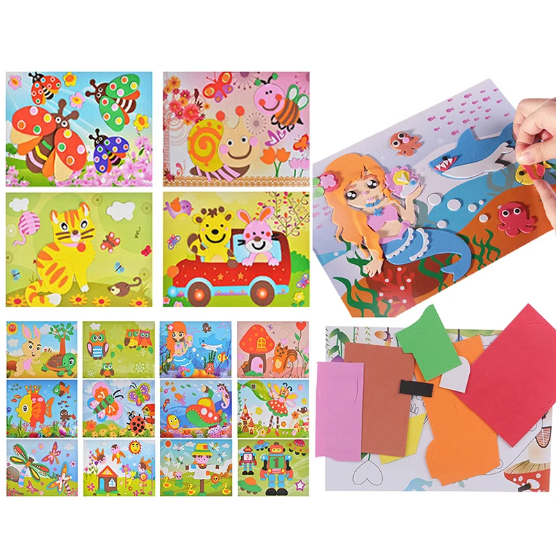 

Kids Birthday Party Gift DIY Cartoon Animal 3D EVA Foam Sticker Puzzle Toys For Kids Girl action Learning Education Toys