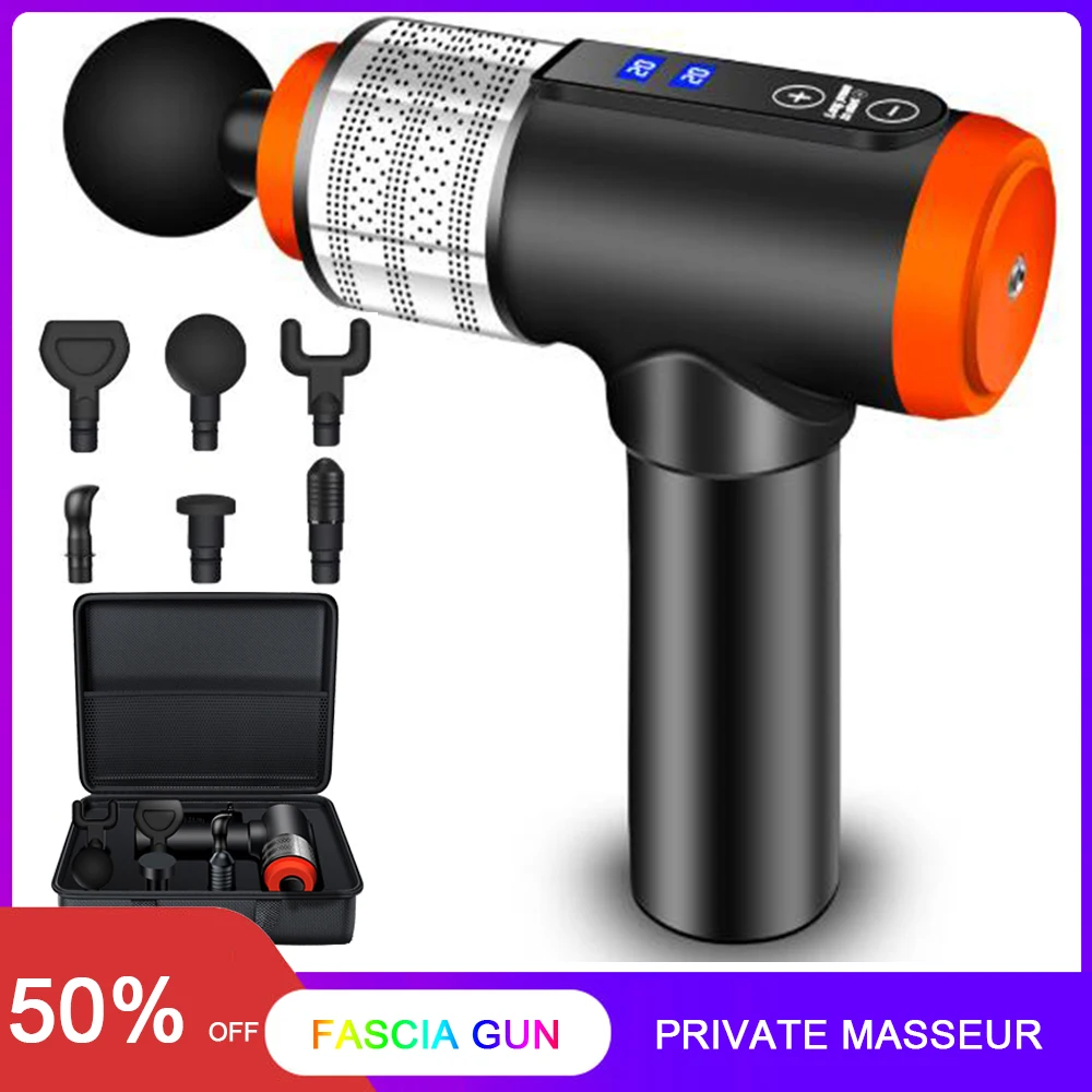 

Massage Gun Fascia Gun Sport Therapy Muscle Massager Body Relaxation Pain Relief Slimming Shaping Massager With LCD Display