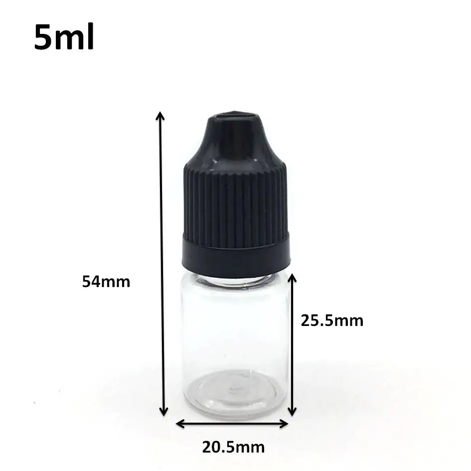 

200pcs PET 5ml Plastic Dropper Empty E Liquid Bottle With Childproof Lid And Long Tip Eye Needle Bottle