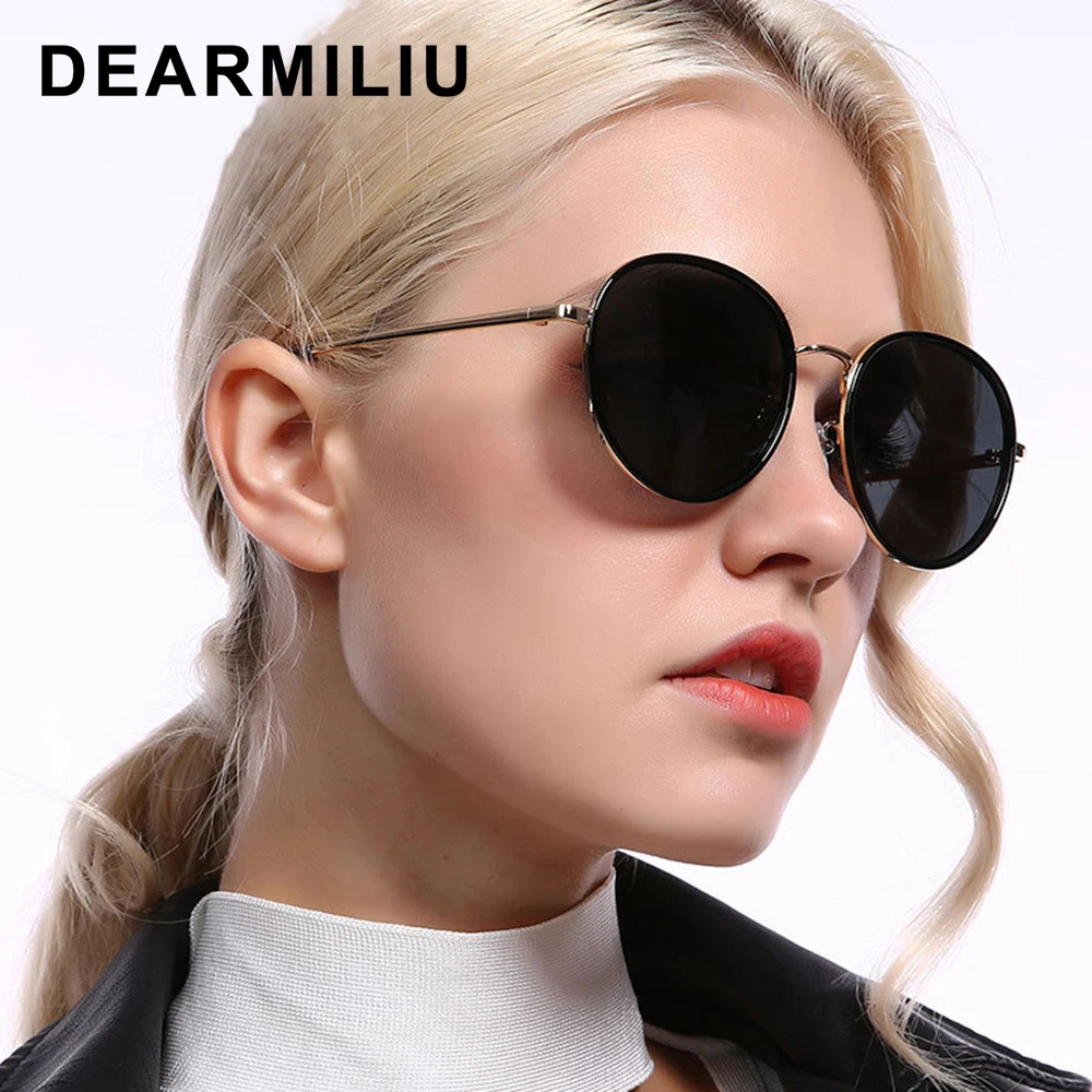 DEARMILIU 2020 Модные металлические круглые солнцезащитные очки женские зеркальные