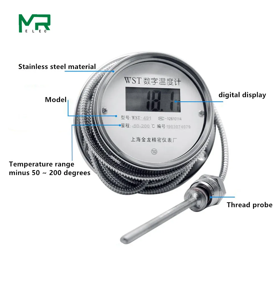 

WST-DTM491 high precision stainless steel digital thermometer acid proof and waterproof industrial water temperature measurement