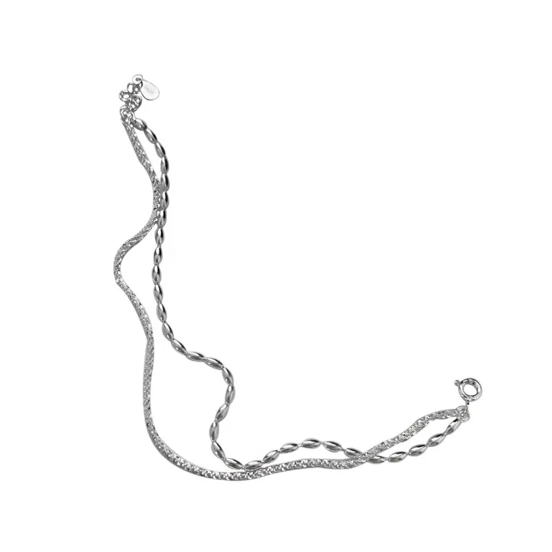 

S925 Silver New Temperament Minimalist Design Silver Stars Double-Layer Rice Bracelet Party Gift Evening Woman Jewelry 2021