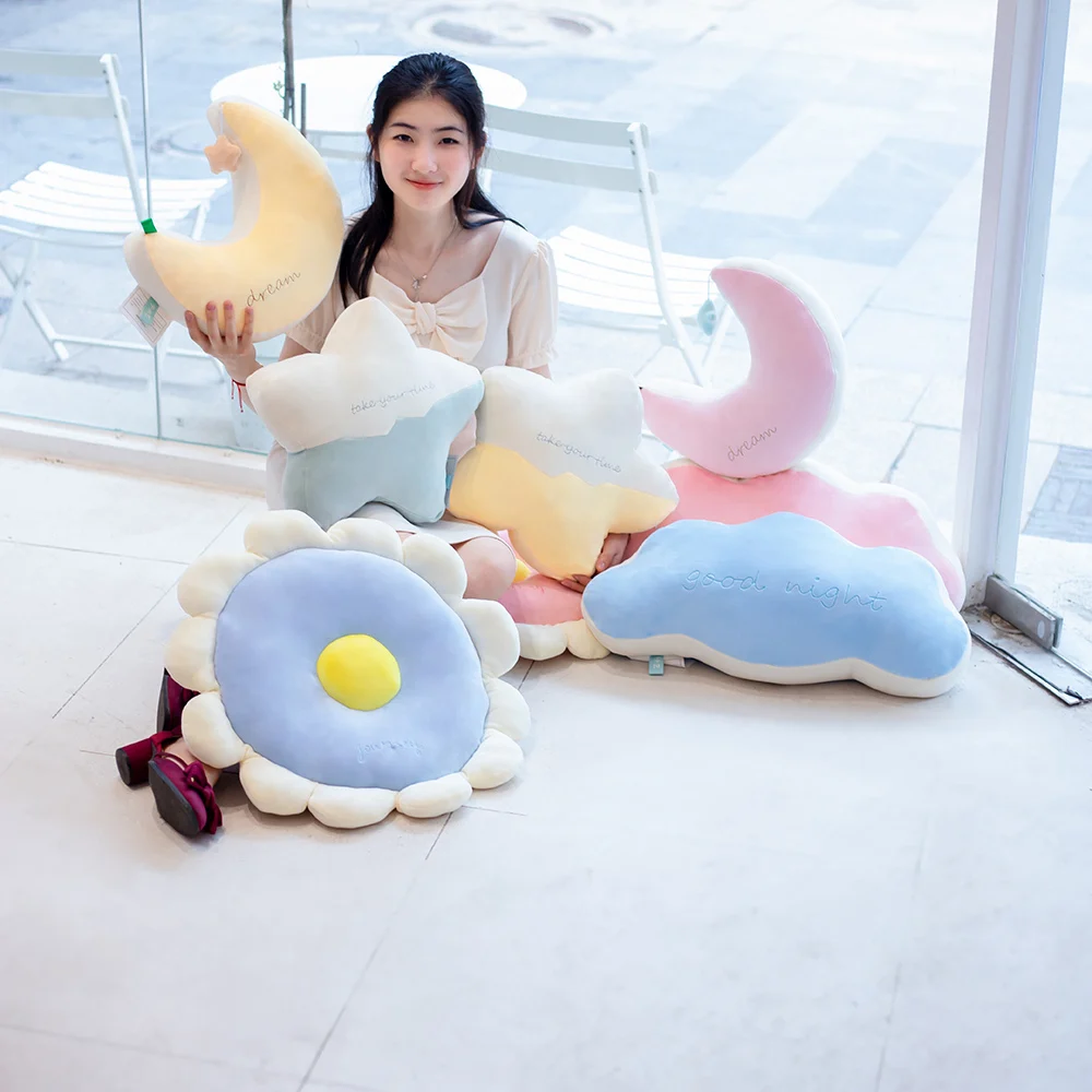 

INS Plush Sky Pillows Toys Moon Star Cloud Rainbow Flower Shaped Pillow Room Chair Sofa Decor Seat Cushion Lovers Nice Gift