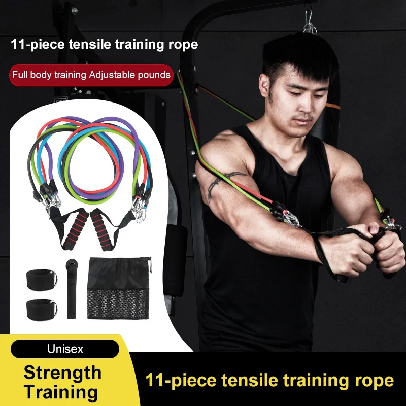 

11pcs Yoga Exercise Rubber Tubes Band Elastic Resistance Fitness Bands Set Expander Stretch Training Home Gyms Workout Pull Rope