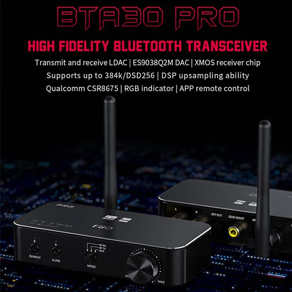 Hi-Fi аудио Bluetooth FiiO BTA30 PRO EA9038Q2M USB DAC декодер усилитель XMQS PC ТВ-трансмиттер ресивер AptX