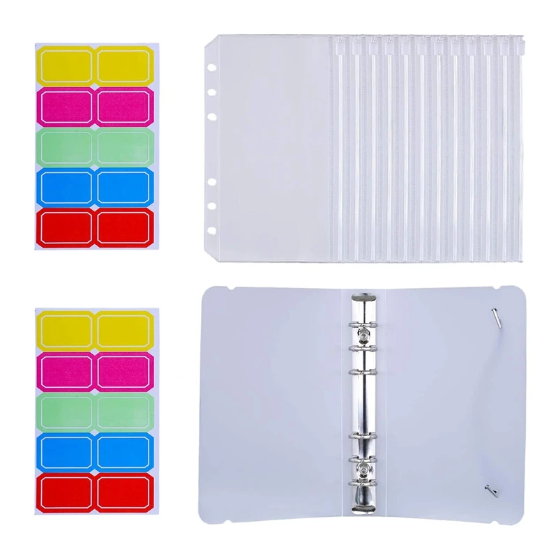 

12 Pcs A6 Binder Pocket With 1 Pcs Binder Cover Waterproof Cash Budget Envelope System Binder Bag