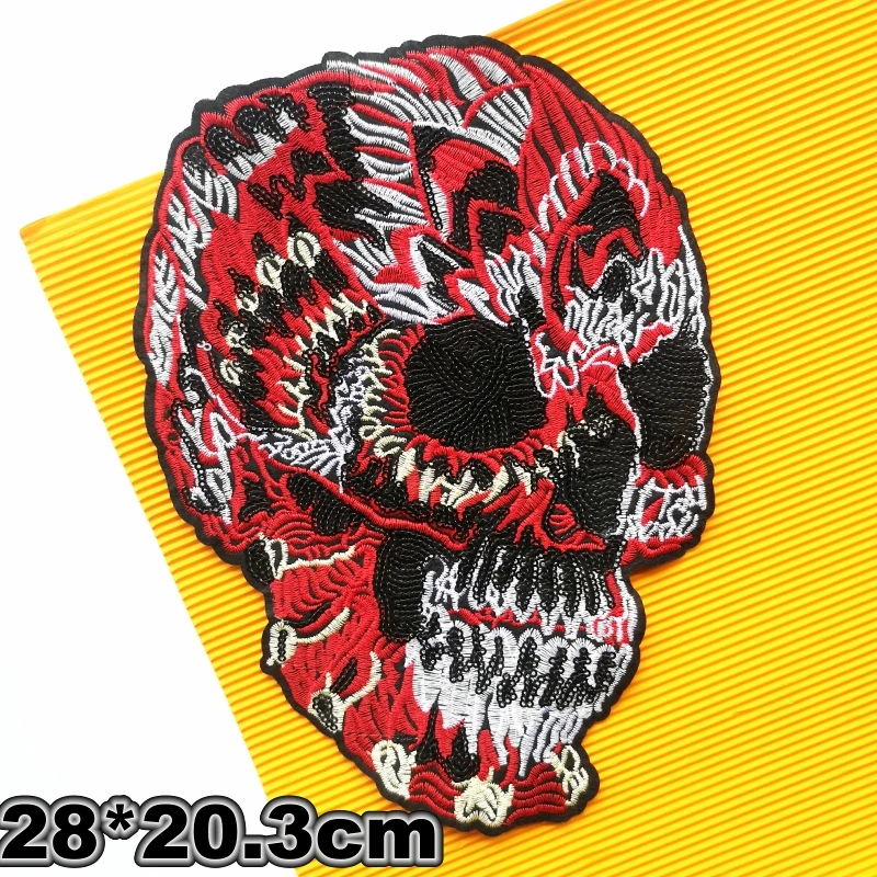 Большие значки с вышивкой и блестками в виде черепа аппликации со скелетом