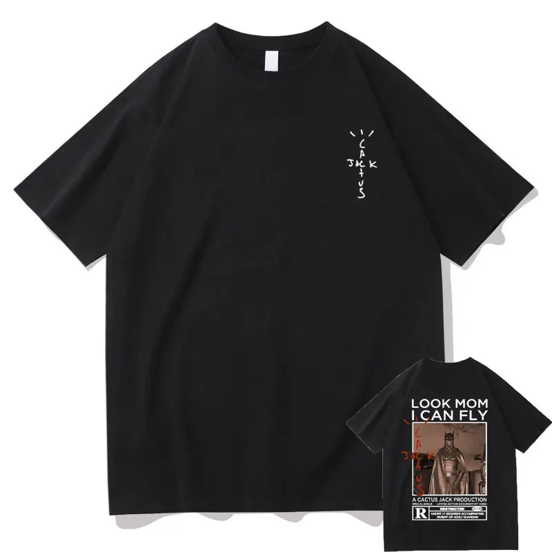 

Awesome Hip Hop Rapper Cactus Jack Tshirt Travis Scott Tee Men Women Harajuku LOOK MOM I CAN FLY Letter Logo Print T-shirt Tops
