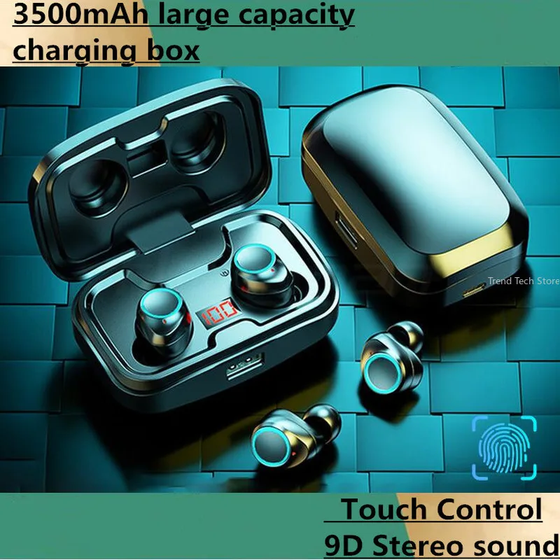 

TWS Bluetooth-compatible Earphones Stereo Wireless Headphone Sports Waterproof Earbuds 3500mAh Charging Box Headsets With Micr