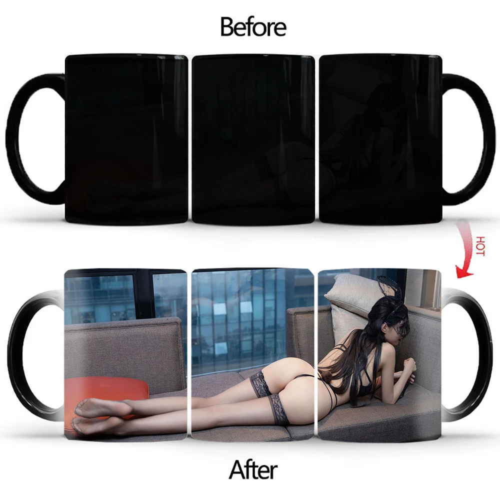 

Creative Sexy beauty back Heat Sensitive Cup Ceramic Drinkware For Tea Milk Coffee Mugs Color Changing Mug BSKT-201