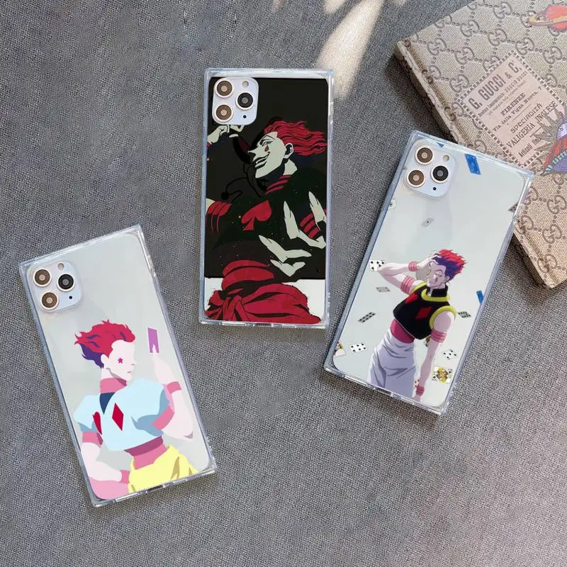 

Hisoka Anime Hunter X hunter Phone Case For iPhone 7 8 11 12 X XS XR MINI Pro Max Plus Clear Square Transparent